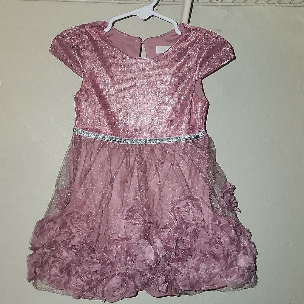 Sparkly Pink Dress with Floral Details